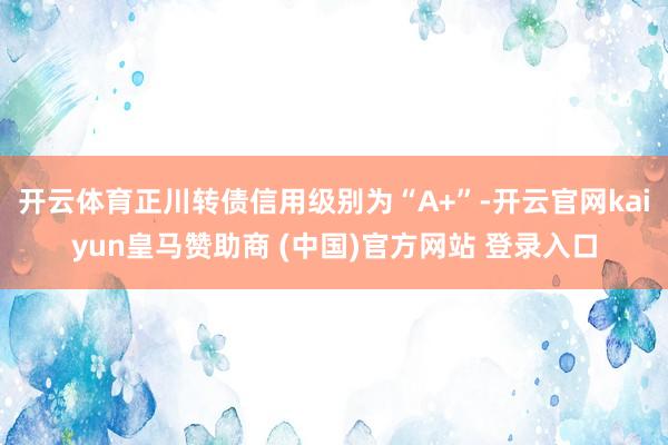 开云体育正川转债信用级别为“A+”-开云官网kaiyun皇马赞助商 (中国)官方网站 登录入口