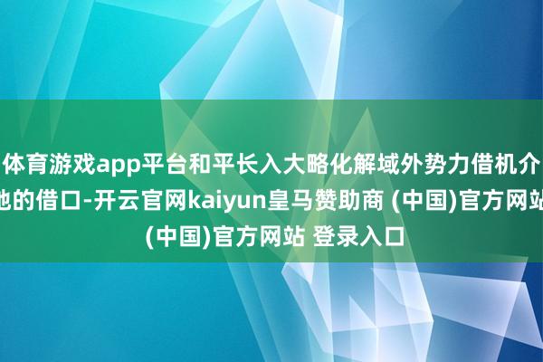 体育游戏app平台和平长入大略化解域外势力借机介入台海场地的借口-开云官网kaiyun皇马赞助商 (中国)官方网站 登录入口